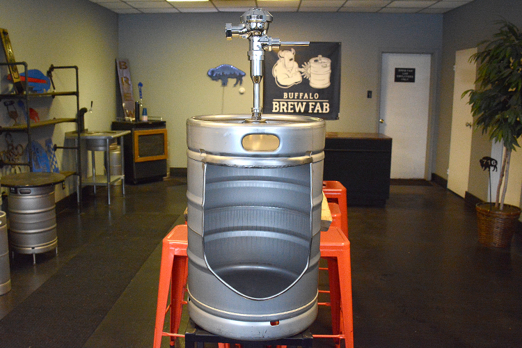 The Buffalo Brew Fab custom keg urinal. 