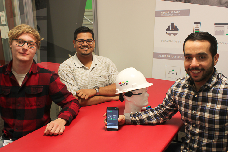 The Heads Up team display the app they designed for their product to ensure two-way communication between operators and their crew.
