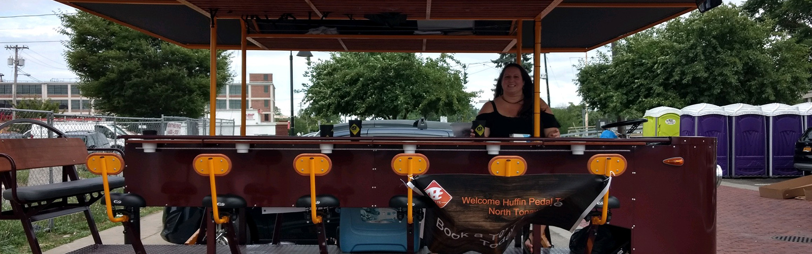 Sarah Ivory, owner of Huffin Pedal Tours, Western New York’s newest Pedal Pub, offers passengers a different way to enjoy North Tonawanda and the Erie Canal.