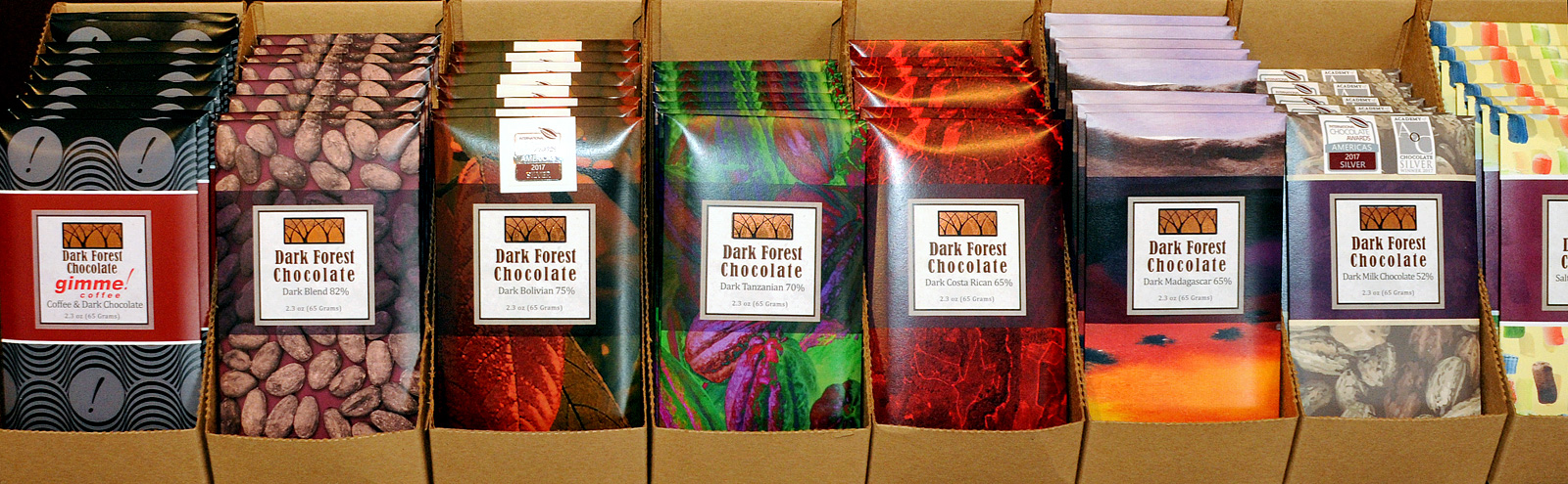 Dark Forest Chocolate Makers produces a variety of candy bars.