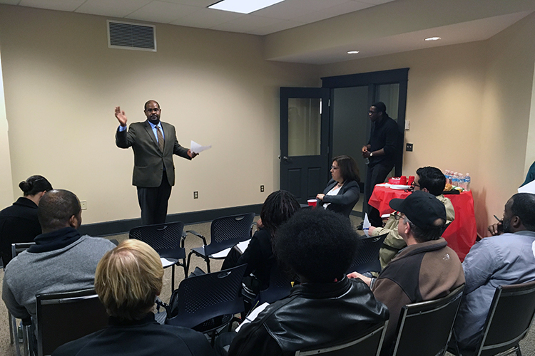 Jonathon Ling, Business Development Officer for Pathstone Enterprise Center, discussed the five C’s of credit with a group of entrepreneurs during the first in a three-part series entitled: “Filling the Finance Gap: Business Lending Options.”