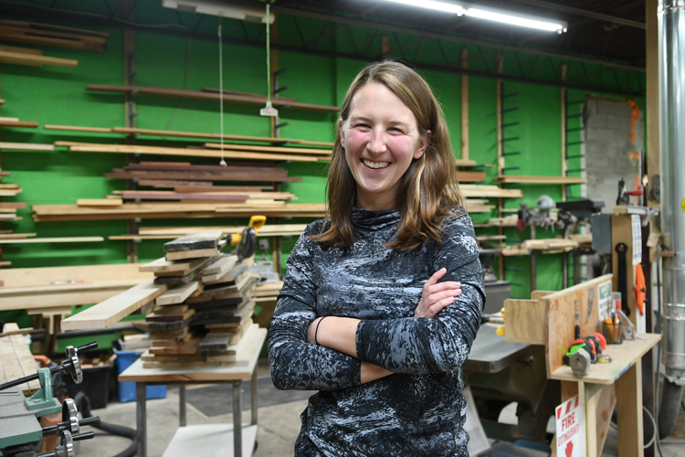 The Foundry's executive director Megan McNally within the woodshop 