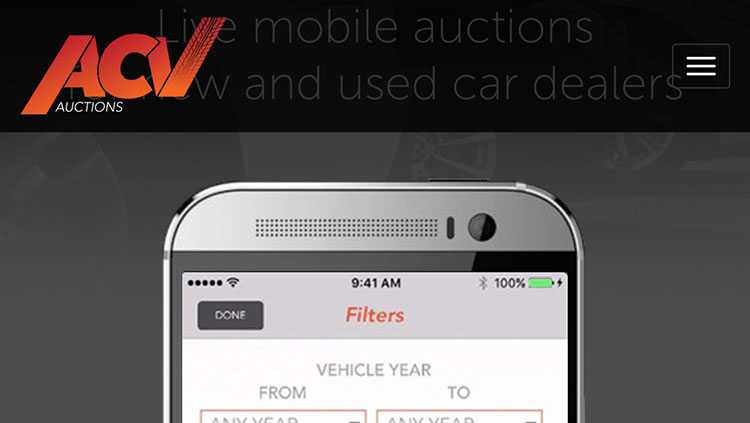 ACV Auction's mobile app provides real-time purchasing power of used cars.