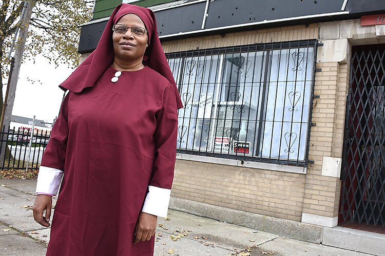 PathStone Enterprise client Linda Maddox-Muhammad, in front of her new business, Linda's Bean Pie Cafe, which will open in December, 2019, with help from Pathstone.