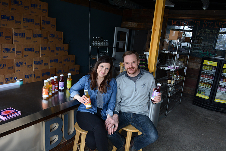 Heather Lucas and Jeff Empric, co-owners of Bootleg Bucha.