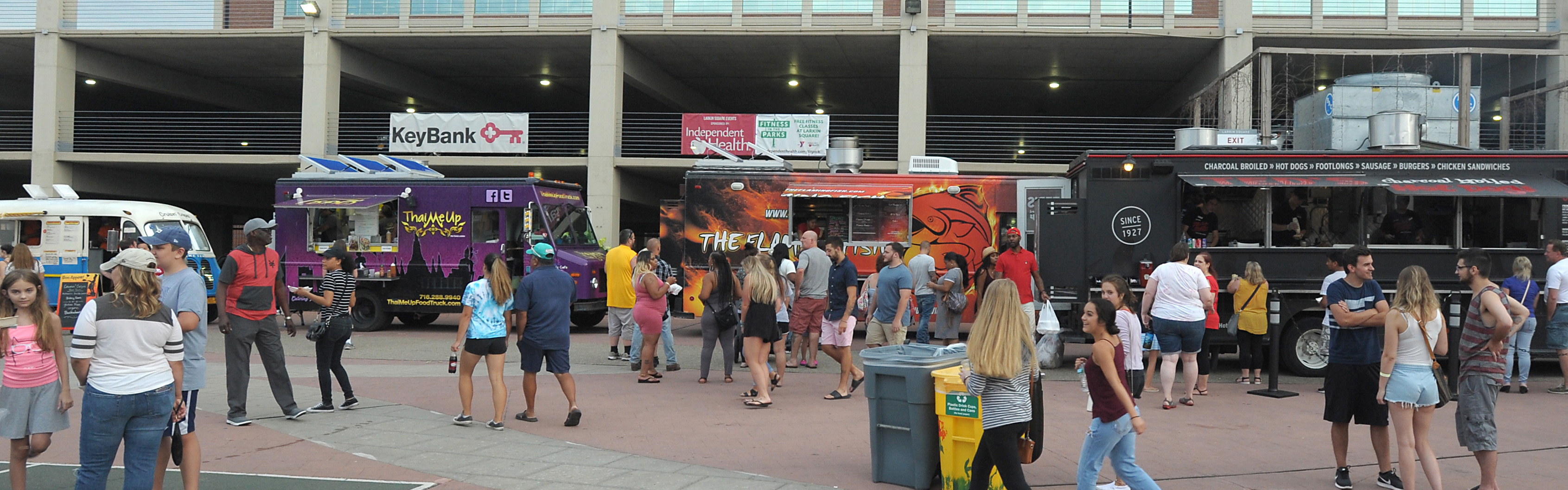 Area food lovers enjoy the sights, sounds, and smells of the now famous Food Truck Tuesdays at Larkin Square. 