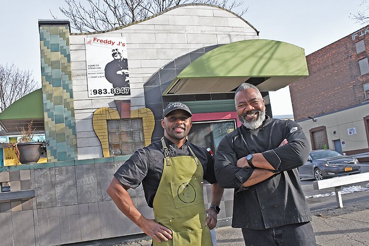 Rey Ramos and Fred Daniel, co-owners of Freddy J's  BBQ on Grant St.