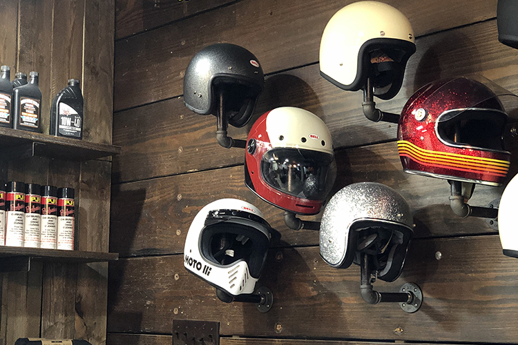 A few of the helmets available at Spoke & Dagger.