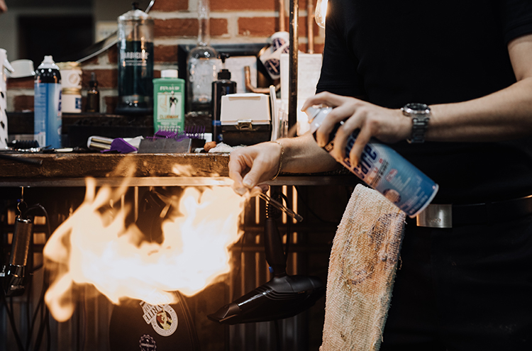 The barbers use unique techniques.