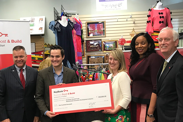 From left, Gary Quenneville, KeyBank; Ben Bissell, WEDI; Sherri Falck, Excelsior Growth Fund; Tamika Otis, JumpStart Inc.; and Buford Sears, KeyBank.