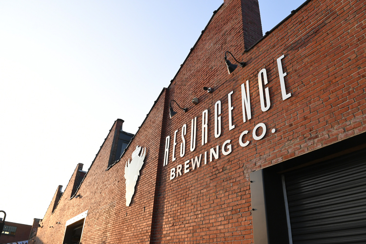 The welcoming exterior of former industiral space Resurgence Brewing Company