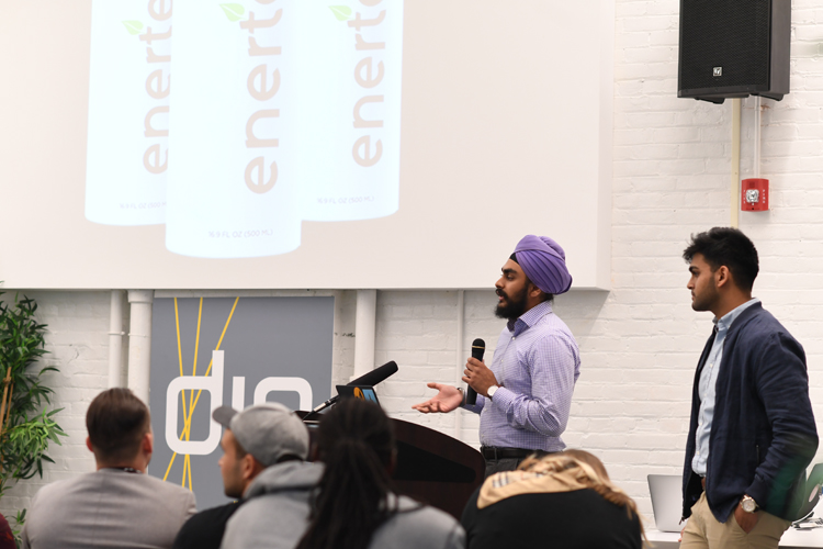 Startup Weekend Buffalo pitch by the Enertea team with Arjan Singh on the mic