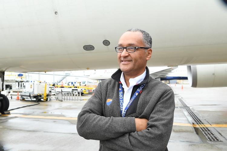 Andy Hakes of Engio on the tarmac of Buffalo Niagara International Airport