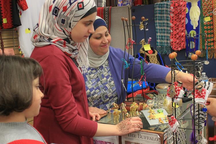Nadeen Yousef and her family at their business, Macrame, located in the West Side Bazaar.