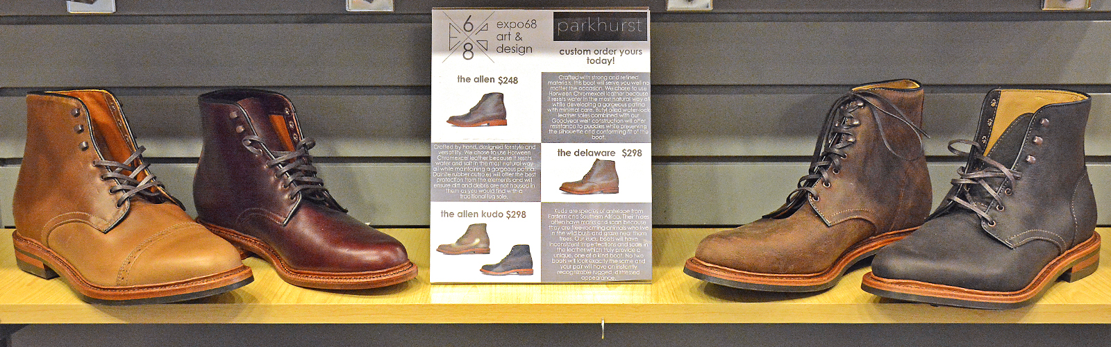 The Parkhurst boot line is handmade in Batavia, N.Y., and sold at the Eastern Hills Mall, on Etsy, and direct from the Parkhurst website.