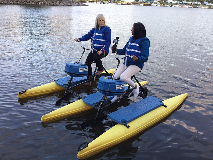 Photo courtesy of Water Bikes of Buffalo on Canalside at the Buffalo waterfront.