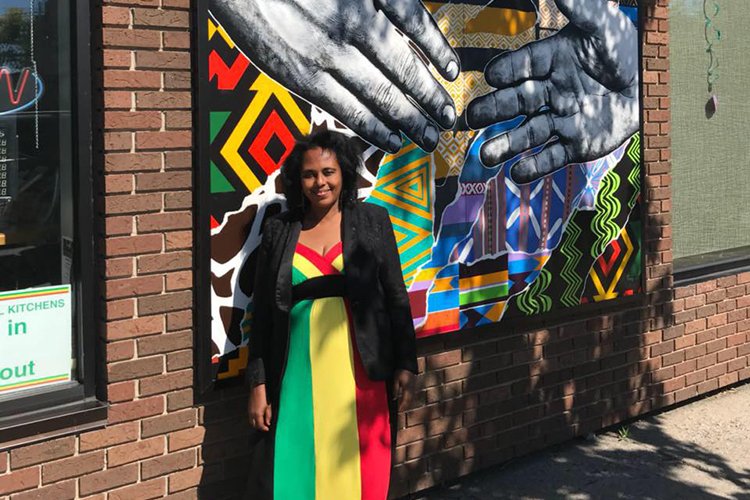 Zelalem Gemmeda of Abyssinia Ethiopian Cuisine in the West Side Bazaar.